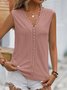 Lace Plain Casual Tank Top