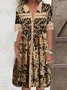 Buttoned Floral Elegant Dress