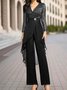 Loose Elegant Crew Neck Plain Two-Piece Set