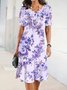 Cotton-Blend Elegant Floral Loose Dress