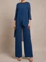 Loose Chiffon Plain Elegant Two-Piece Set