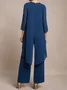 Loose Chiffon Plain Elegant Two-Piece Set