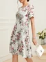 Cotton-Blend Elegant Floral Loose Dress