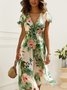 Ruffled Sleeves Elegant Floral Regular Fit Dress
