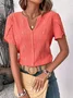 Notched Simple Cotton Shirt