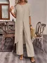 Loose Simple Crew Neck Two-Piece Set