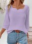 Notched Striped Simple Shirt