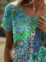 Women's Ethnic Round Neck Design Knitted T-Shirt Dress