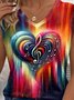 Women's Heart/Cordate Knitted V Neck Daily Going Out Casual Top