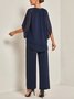 Plain Elegant Crew Neck Loose Urban Two Piece Sets