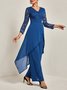 Loose Elegant Crew Neck Plain Two-Piece Set