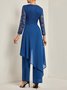 Loose Elegant Crew Neck Plain Two-Piece Set