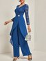 Loose Elegant Crew Neck Plain Two-Piece Set