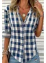 Plaid Casual Regular Fit Blouse