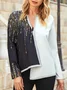Color Block Asymmetric Loosen Tops