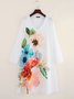 Boho V Neck Floral-Print Long Sleeve Weaving Dress