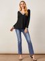 Sequins Casual V Neck Regular Fit Top