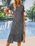 Women's Fashion Summer Pleated Holiday Sexy Big Swing Floral Dress