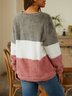 Plain Crew Neck Casual Loose Sweatshirt