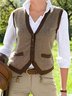 Khaki Vintage Buttoned Cotton-Blend Vest