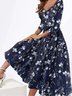 Elegant V Neck Floral Swing Dresses