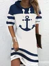 Geometric Loose Cotton-Blend Dresses