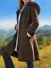 Faux Shearling Pockets Vintage Faux Suede Solid Coats