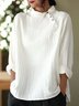 Asymmetrical Collar Casual Plain Top