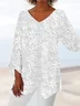 Cotton Casual Loose V Neck Shirt