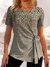 Ethnic Crew Neck Knot Front Shirt