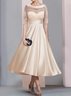 Boat Neck Satin Lace Elegant Dress