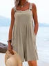 Buttoned Loose Linen Cotton Bib Pants