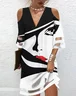 Loose Casual V Neck Abstract Dress