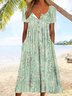 Buttoned Crew Neck Loose Casual Dress