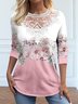 Lace Crew Neck Casual Shirt