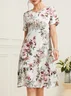 Cotton-Blend Elegant Floral Loose Dress