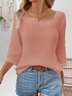 Notched Striped Simple Shirt