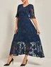 Women's Short Sleeve Summer Floral Dress V Neck Bell Sleeve  Elegant Wedding Guest Blue Flowy Maxi Dress